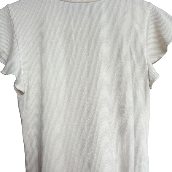 Ann Taylor | Women's Frilled Sleeve Textured Crew Neck T-Shirt - Picture 6 of 8